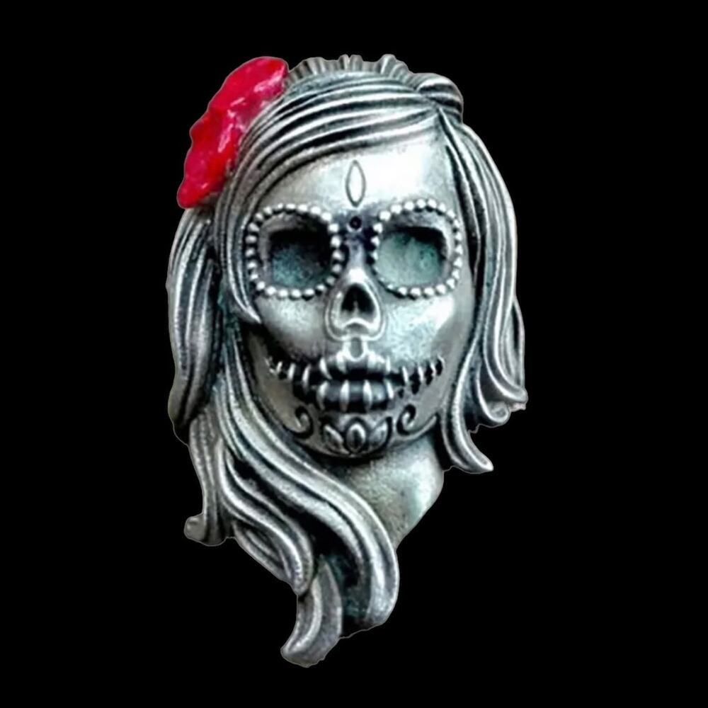 Cblack color Gothic Punk Ghost Bride Grimace Shape Black color Ring SZ9 Jewelry…
